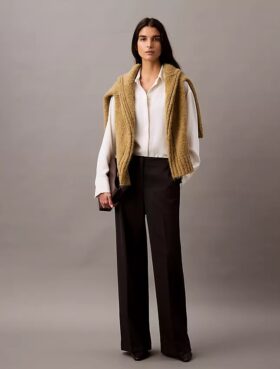 Pantalones de pierna ancha de crepé
