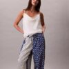 Pantalones de pierna ancha de sarga de viscosa estampada Pantalones de pierna ancha de sarga de viscosa estampada