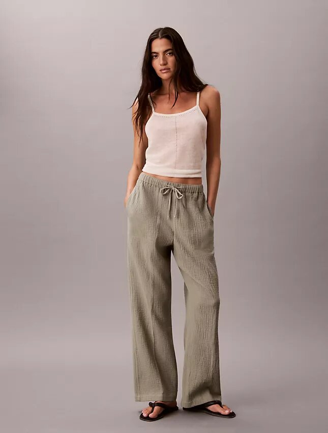 Pantalones elásticos de doble gasa Pantalones elásticos de doble gasa