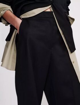 Pantalones entallados de mezcla de lana
