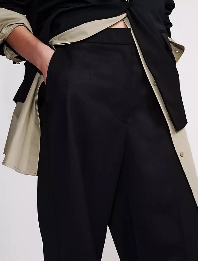 Pantalones entallados de mezcla de lana Pantalones entallados de mezcla de lana