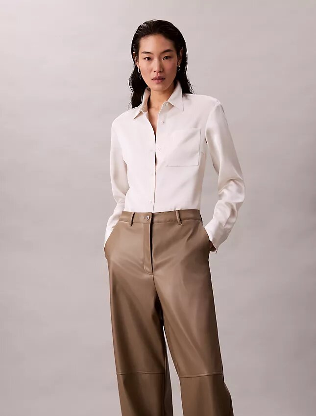 Pantalones holgados de imitación de cuero Pantalones holgados de imitación de cuero