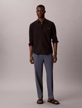 Pantalones plisados de mezcla de lino