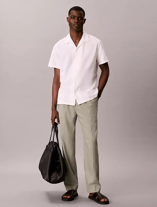 Pantalones plisados de mezcla de lino Pantalones plisados de mezcla de lino