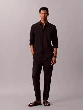 Pantalones plisados de mezcla de lino