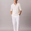 Pantalones plisados de mezcla de lino Pantalones plisados de mezcla de lino