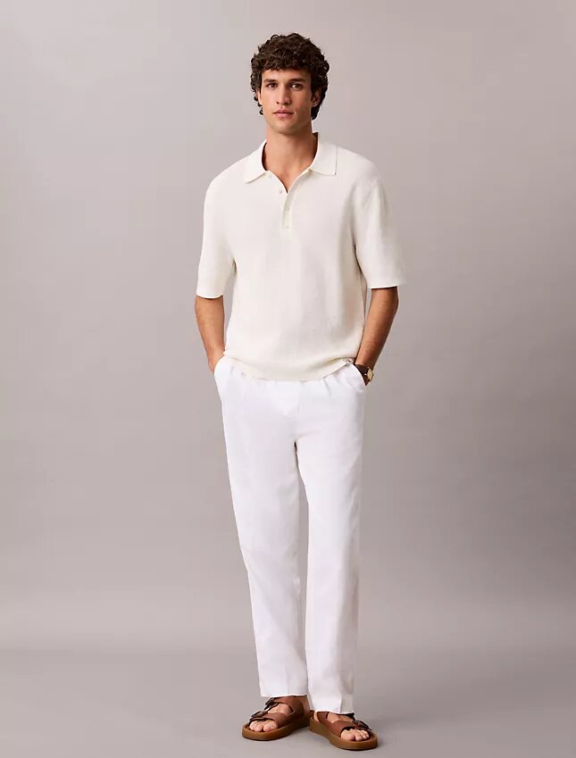 Pantalones plisados de mezcla de lino Pantalones plisados de mezcla de lino