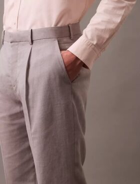 Pantalones plisados de mezcla de lino