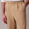 Pantalones plisados de mezcla de lino