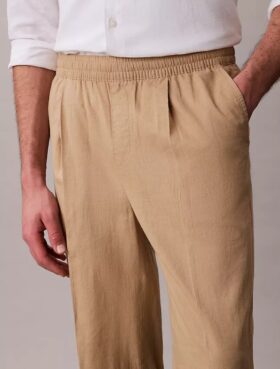 Pantalones plisados de mezcla de lino