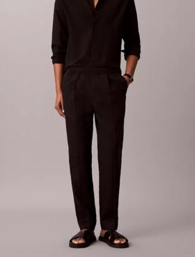 Pantalones plisados de mezcla de lino