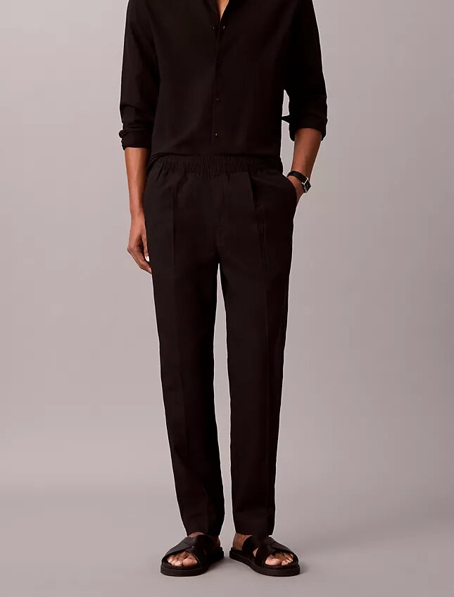 Pantalones plisados de mezcla de lino Pantalones plisados de mezcla de lino