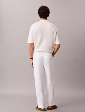 Pantalones plisados de mezcla de lino