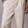Pantalones plisados de mezcla de lino