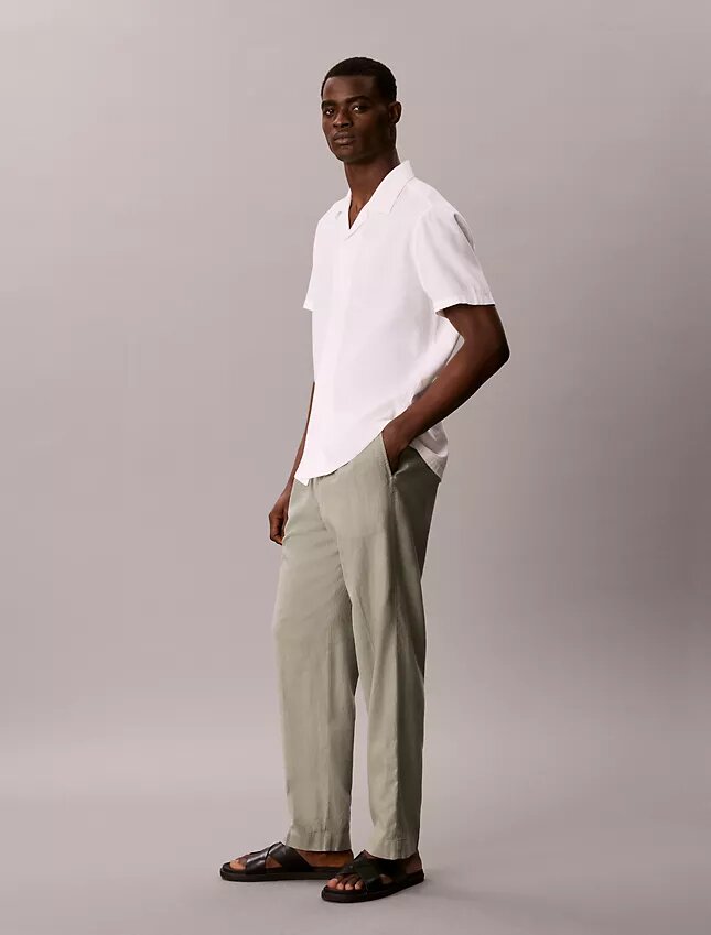 Pantalones plisados de mezcla de lino Pantalones plisados de mezcla de lino