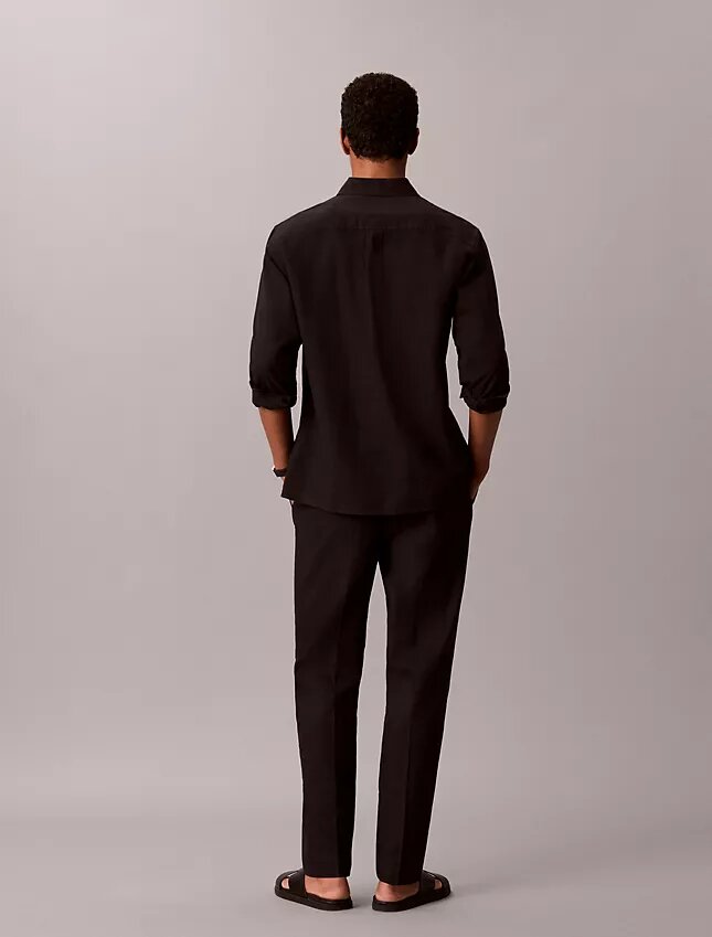 Pantalones plisados de mezcla de lino Pantalones plisados de mezcla de lino