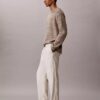 Pantalones plisados de mezcla de lino