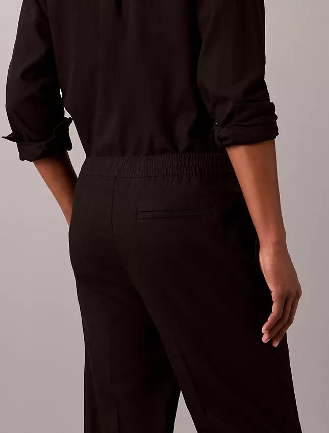 Pantalones plisados de mezcla de lino Pantalones plisados de mezcla de lino