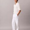 Pantalones plisados de mezcla de lino Pantalones plisados de mezcla de lino