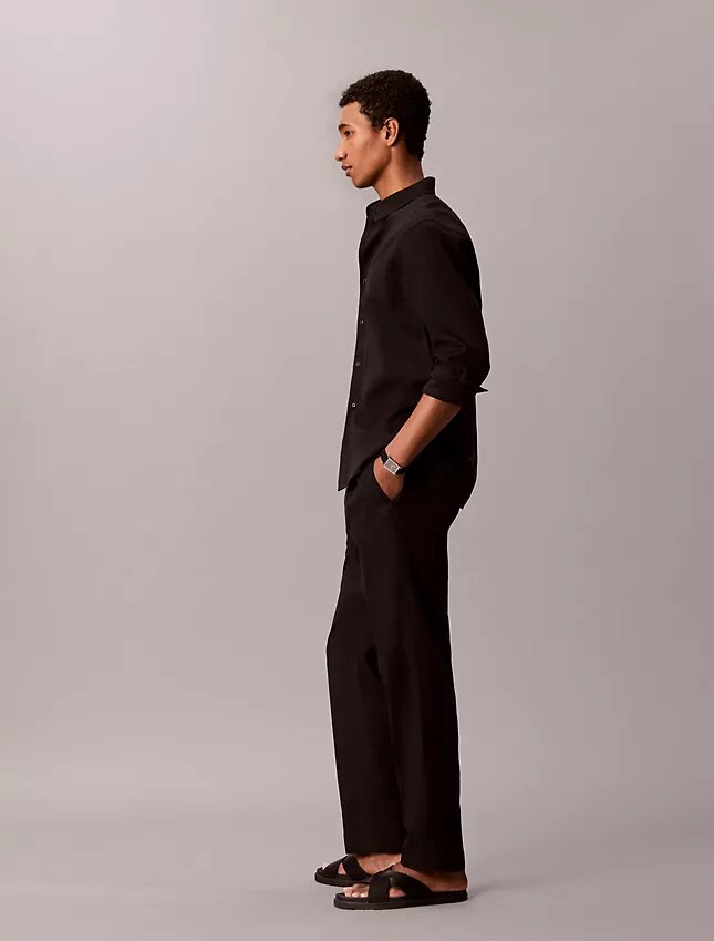 Pantalones plisados de mezcla de lino Pantalones plisados de mezcla de lino