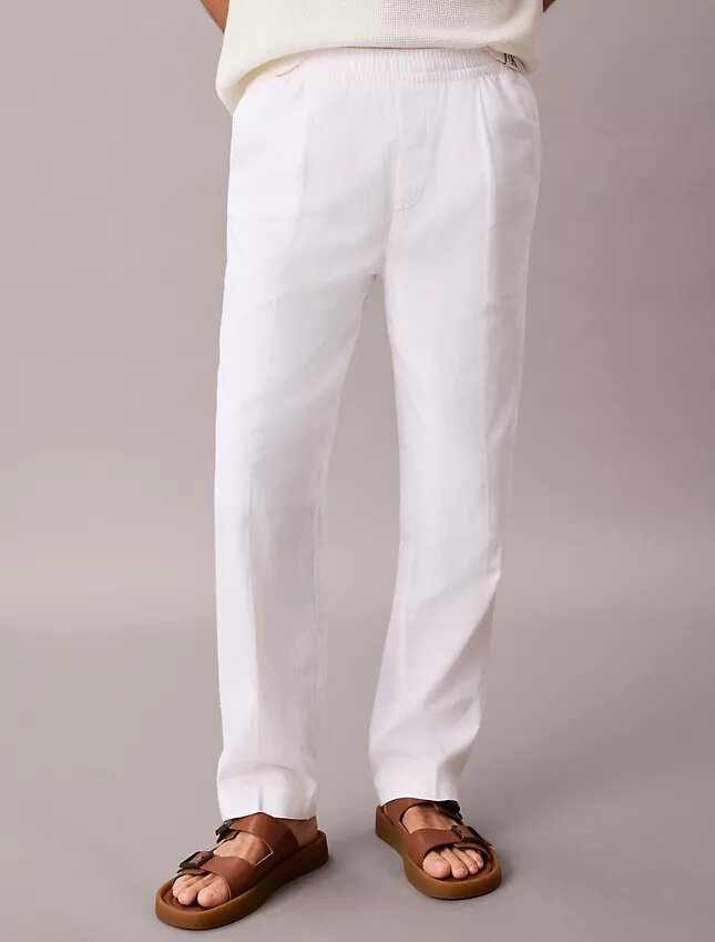 Pantalones plisados de mezcla de lino Pantalones plisados de mezcla de lino