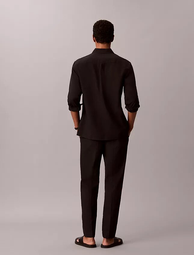Pantalones plisados de mezcla de lino Pantalones plisados de mezcla de lino