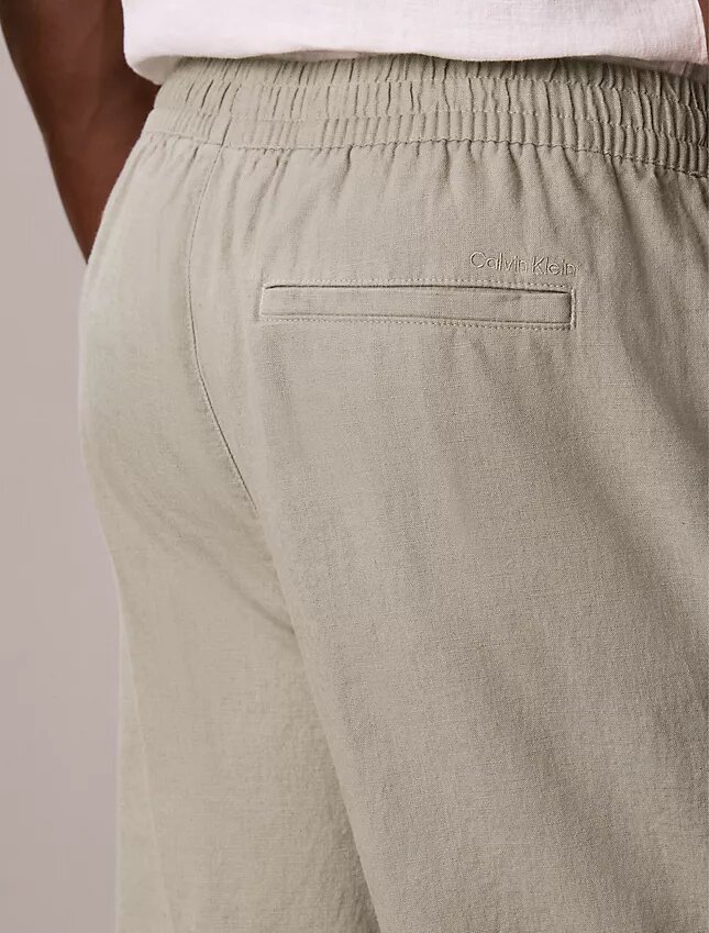 Pantalones plisados de mezcla de lino Pantalones plisados de mezcla de lino