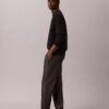 Pantalones rectos de cambray sin cremallera Pantalones rectos de cambray sin cremallera