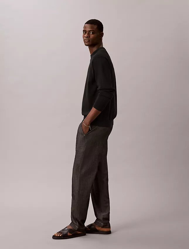Pantalones rectos de cambray sin cremallera Pantalones rectos de cambray sin cremallera