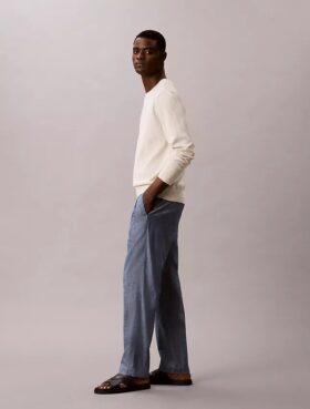 Pantalones rectos de cambray sin cremallera