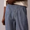 Pantalones rectos de cambray sin cremallera Pantalones rectos de cambray sin cremallera