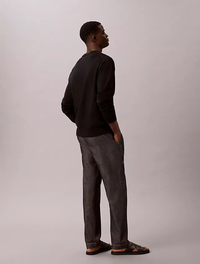 Pantalones rectos de cambray sin cremallera Pantalones rectos de cambray sin cremallera