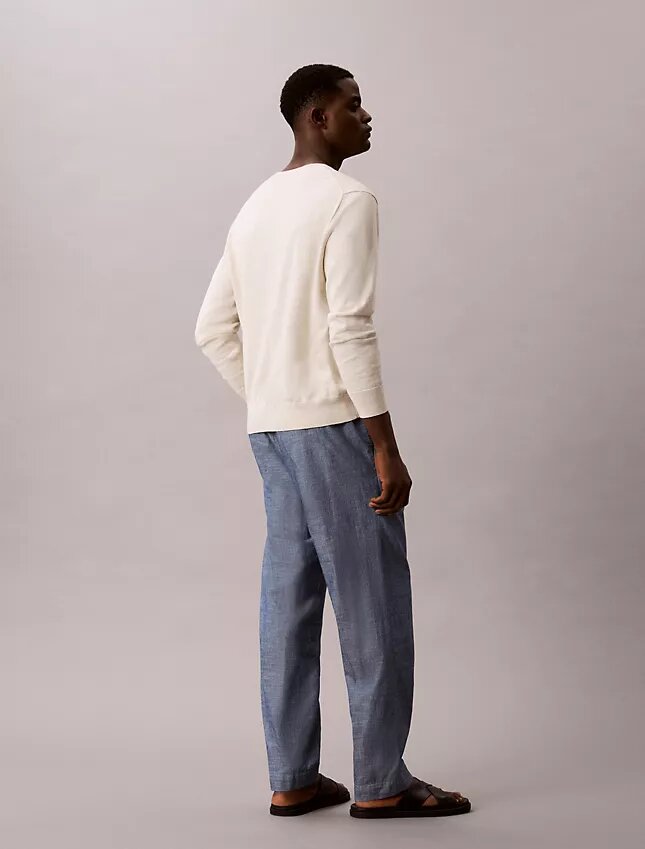 Pantalones rectos de cambray sin cremallera Pantalones rectos de cambray sin cremallera