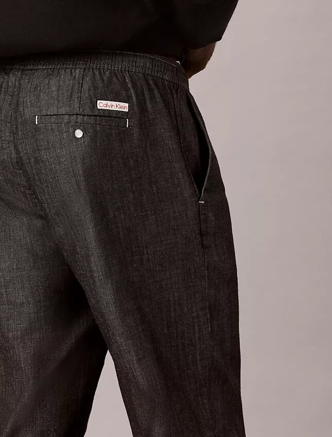 Pantalones rectos de cambray sin cremallera Pantalones rectos de cambray sin cremallera