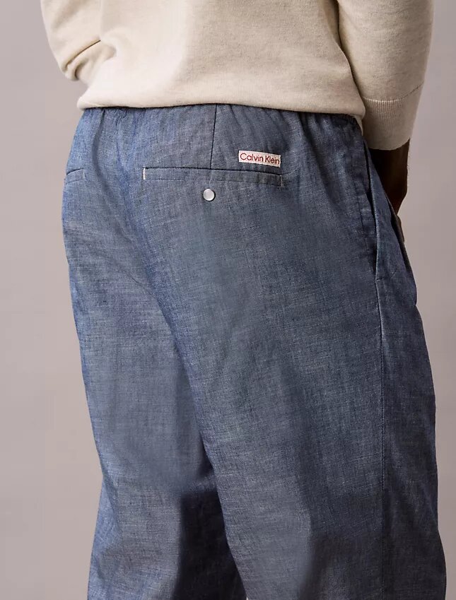 Pantalones rectos de cambray sin cremallera Pantalones rectos de cambray sin cremallera