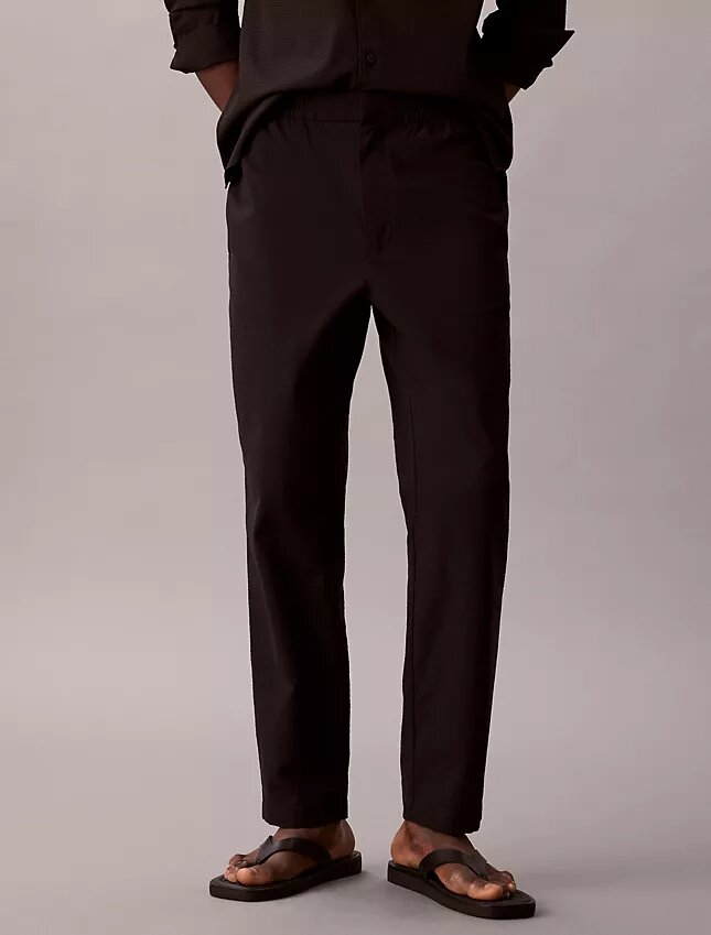 Pantalones rectos de seersucker Pantalones rectos de seersucker