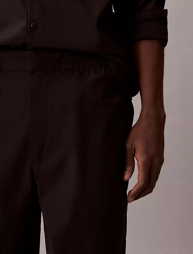 Pantalones rectos de seersucker Pantalones rectos de seersucker