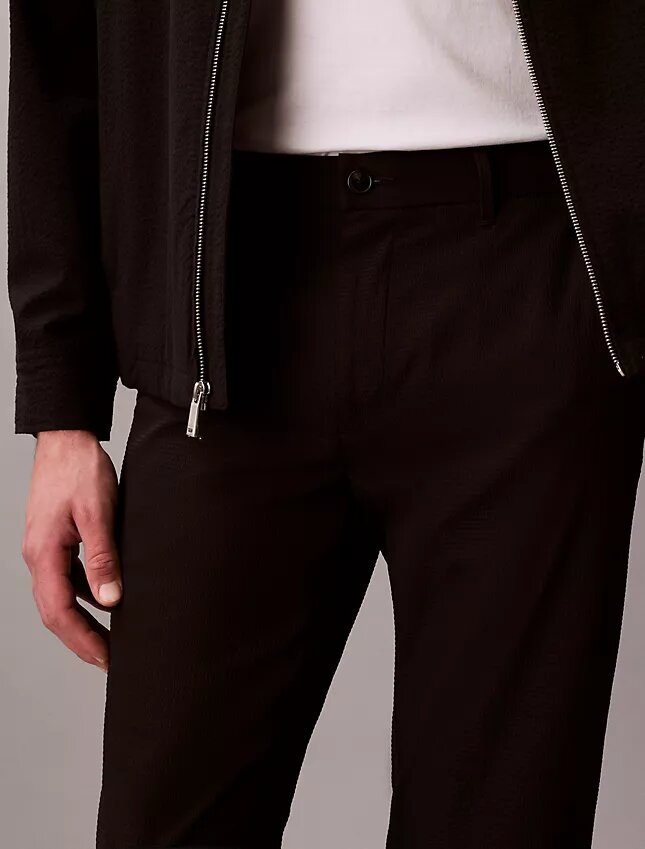 Pantalones rectos de seersucker Pantalones rectos de seersucker