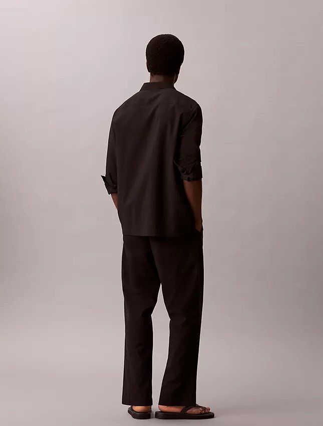 Pantalones rectos de seersucker Pantalones rectos de seersucker