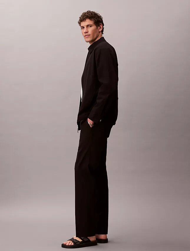 Pantalones rectos de seersucker Pantalones rectos de seersucker