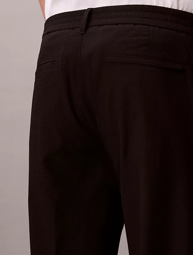 Pantalones rectos de seersucker Pantalones rectos de seersucker