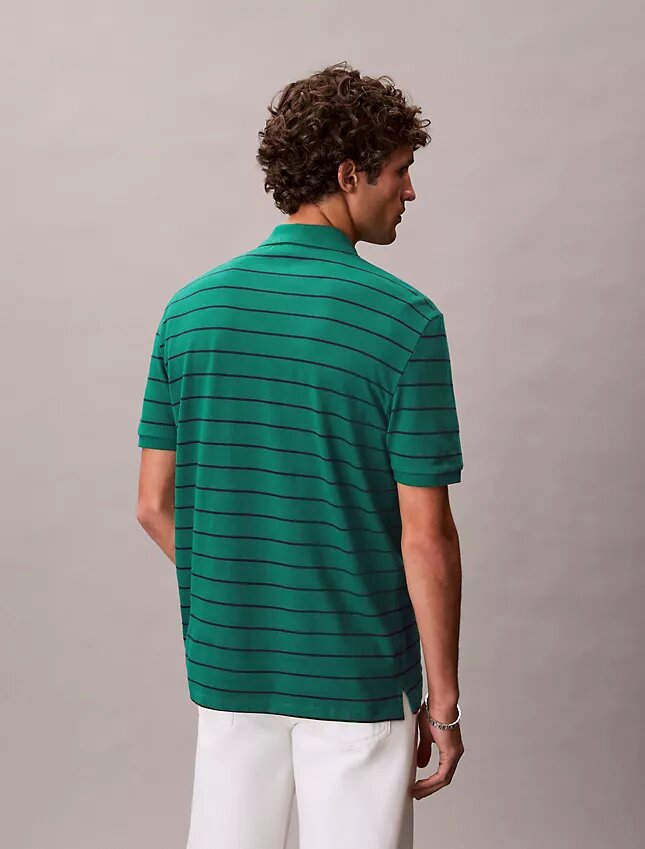 Polo clásico de rayas de piqué de algodón Polo clásico de rayas de piqué de algodón