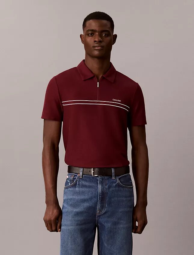 Polo con cremallera de un cuarto y ribete en contraste Polo con cremallera de un cuarto y ribete en contraste
