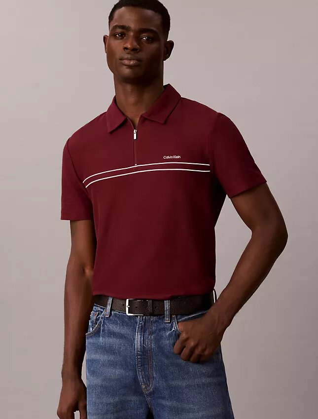 Polo con cremallera de un cuarto y ribete en contraste Polo con cremallera de un cuarto y ribete en contraste