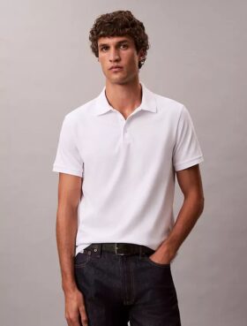 Polo de mezcla de algodón liso con Monogram