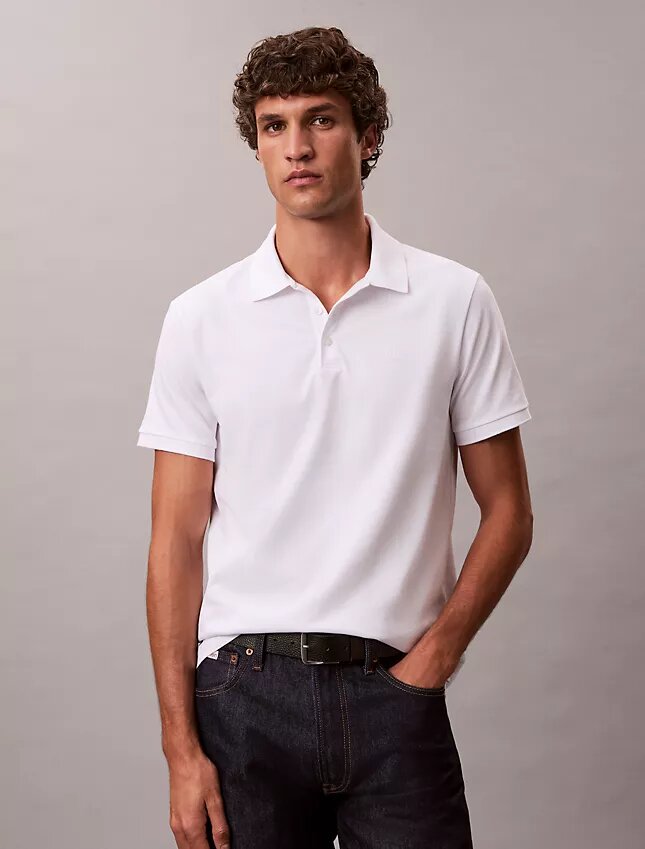 Polo de mezcla de algodón liso con Monogram Polo de mezcla de algodón liso con Monogram