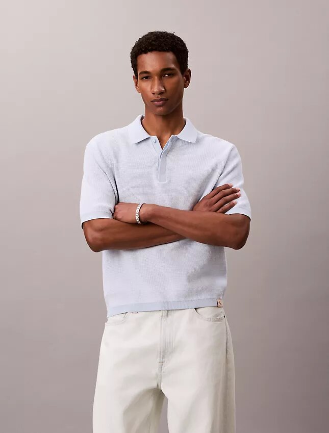 Polo de punto waffle de algodón suave Polo de punto waffle de algodón suave