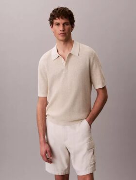 Polo de punto waffle de algodón suave