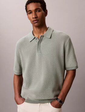 Polo de punto waffle de algodón suave
