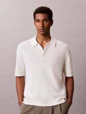 Polo de punto waffle de algodón suave
